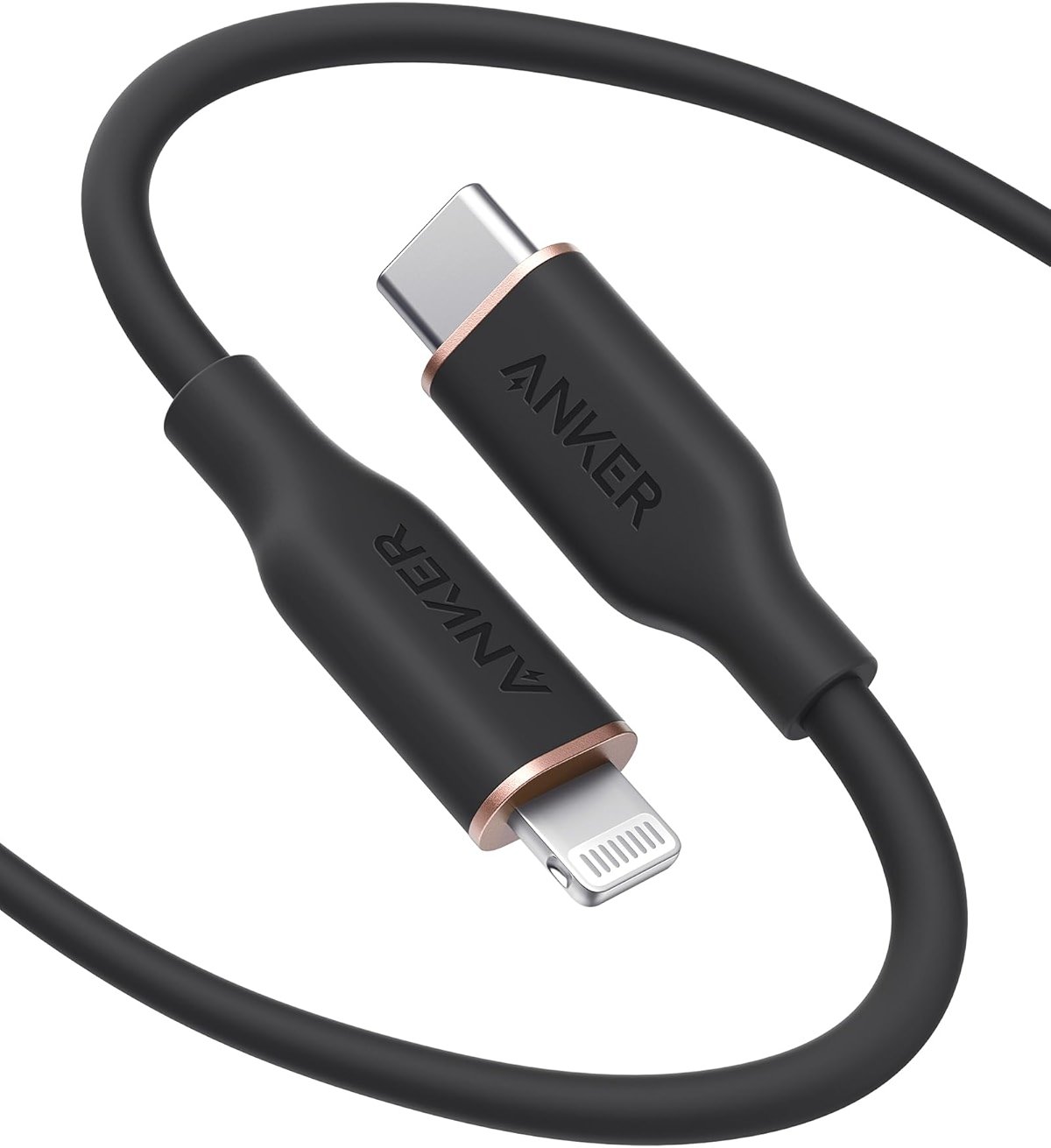 Anker USB C to Lightning Cable, MFi Certified Powerline III Flow Silicone Charging Cable for iPhone 13 13 Pro (Midnight Black, 6ft) - Product Image