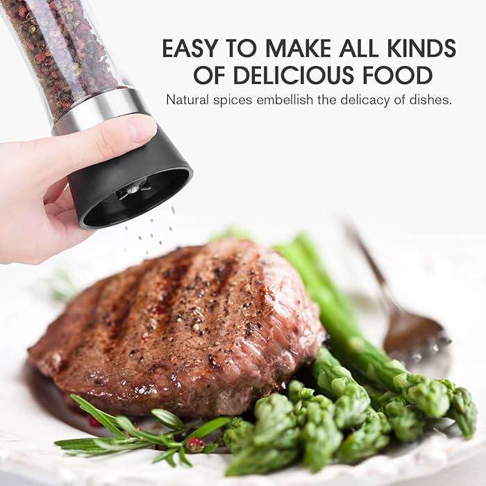 Hotder Premium Pepper and Salt Grinder Set of 2-Refillable Coarseness Adjustable Pepper Mill Shaker with Glass Body for Home,Kitchen(Two Pack) - Image 7