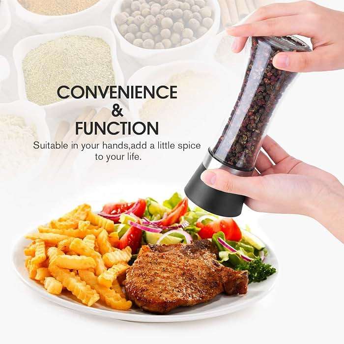 Hotder Premium Pepper and Salt Grinder Set of 2-Refillable Coarseness Adjustable Pepper Mill Shaker with Glass Body for Home,Kitchen(Two Pack) - Image 8