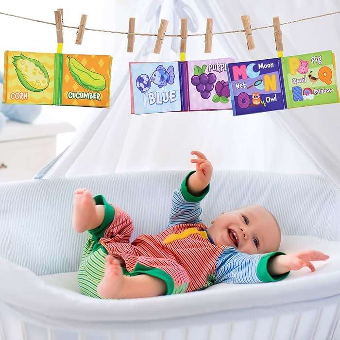 JOYIN 12 Pcs Bath Books, Nontoxic Fabric Soft Crinkly Cloth Books, Waterproof, Bathtub Pool and Early Education First Toys for Infant Newborn Baby Toddlers Kids Birthday Easter Gifts - Image 2