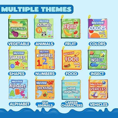 JOYIN 12 Pcs Bath Books, Nontoxic Fabric Soft Crinkly Cloth Books, Waterproof, Bathtub Pool and Early Education First Toys for Infant Newborn Baby Toddlers Kids Birthday Easter Gifts - Image 4