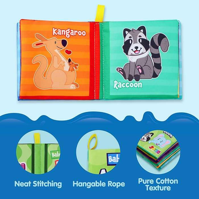 JOYIN 12 Pcs Bath Books, Nontoxic Fabric Soft Crinkly Cloth Books, Waterproof, Bathtub Pool and Early Education First Toys for Infant Newborn Baby Toddlers Kids Birthday Easter Gifts - Image 7