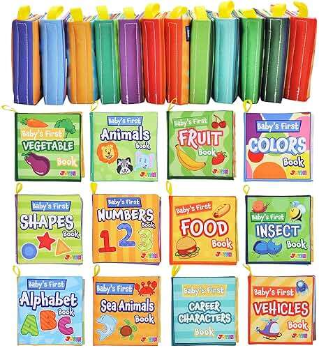 JOYIN 12 Pcs Bath Books, Nontoxic Fabric Soft Crinkly Cloth Books, Waterproof, Bathtub Pool and Early Education First Toys for Infant Newborn Baby Toddlers Kids Birthday Easter Gifts - Image 8