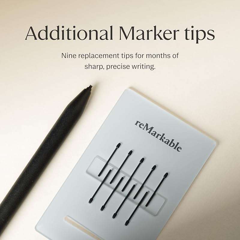 reMarkable Marker Plus The Official reMarkable 2 Pen with Eraser | 9 Felt Replacement Tips | Tilt Sensitivity and 4096 Levels of Pressure Sensitivity | - Image 6