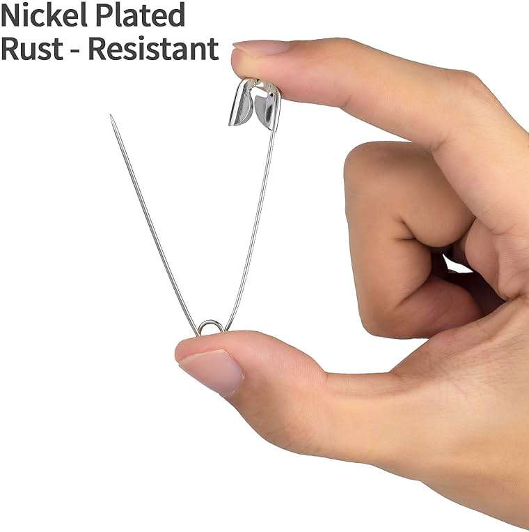 A+DAY Large Safety Pins 2.2 Inch (56mm), Size 4, 80-Count, Nickel Finish - Image 3