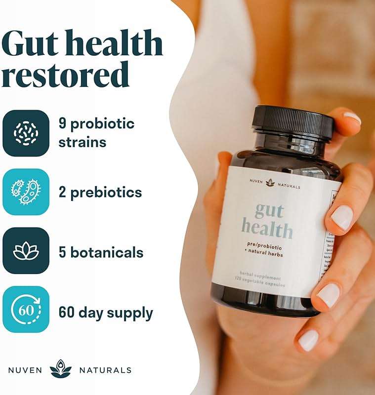 Nuven Naturals All-in-One Gut Health w/Probiotics, Prebiotics, Digestion-Supporting Herbs, and Adaptogens - Leaky Gut Repair Formula to Support Gut Lining, Aid in Digestion, and Promote Good Bacteria - Image 4