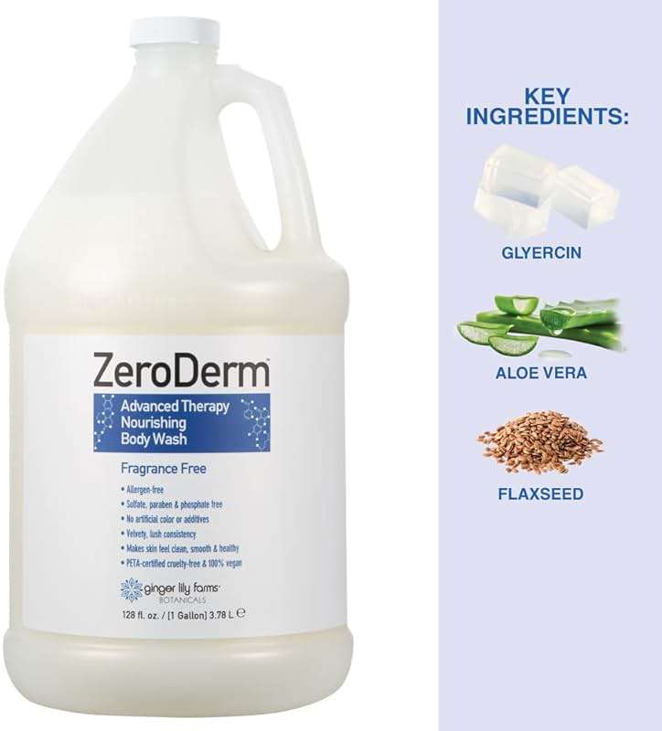 Ginger Lily Farms Botanicals ZeroDerm Advanced Therapy Nourishing Body Wash, 100% Vegan & Cruelty-Free, Fragrance Free, 1 Gallon (128 Fl. Oz.) Refill - Image 5
