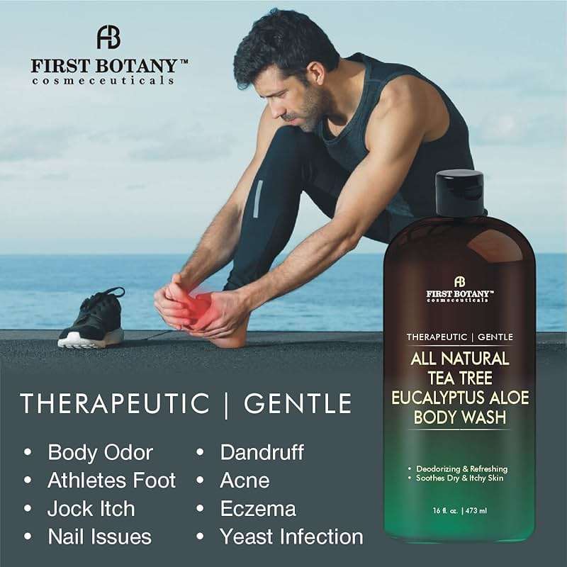 First Botany, ALL Natural Body Wash - Fights Body Odor, Athlete's Foot, Jock Itch, Nail Issues, Dandruff, Acne, Eczema, Shower Gel for Women & Men, Skin Cleanser -16 fl oz (Tea Tree Eucalyptus) - Image 3