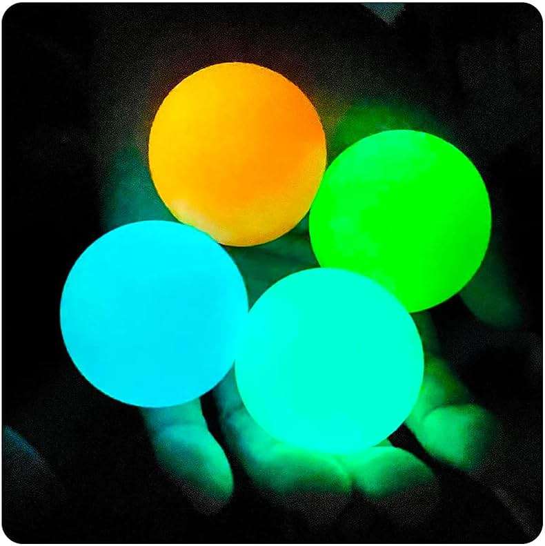 Glow in The Dark Sticky Balls that Stick to The Ceiling,Stress Balls for Kids and Adults,Glowing Sticky Ball,ASMR Cool Stuff for Teens,Elevated Ball,Glow Toys,LumiBalls,Stocking Stuffers(4Pcs) - Image 1
