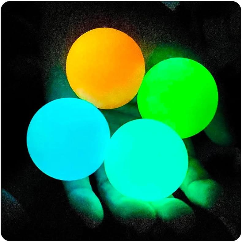 Glow in The Dark Sticky Balls that Stick to The Ceiling,Stress Balls for Kids and Adults,Glowing Sticky Ball,ASMR Cool Stuff for Teens,Elevated Ball,Glow Toys,LumiBalls,Stocking Stuffers(4Pcs) - Product Image