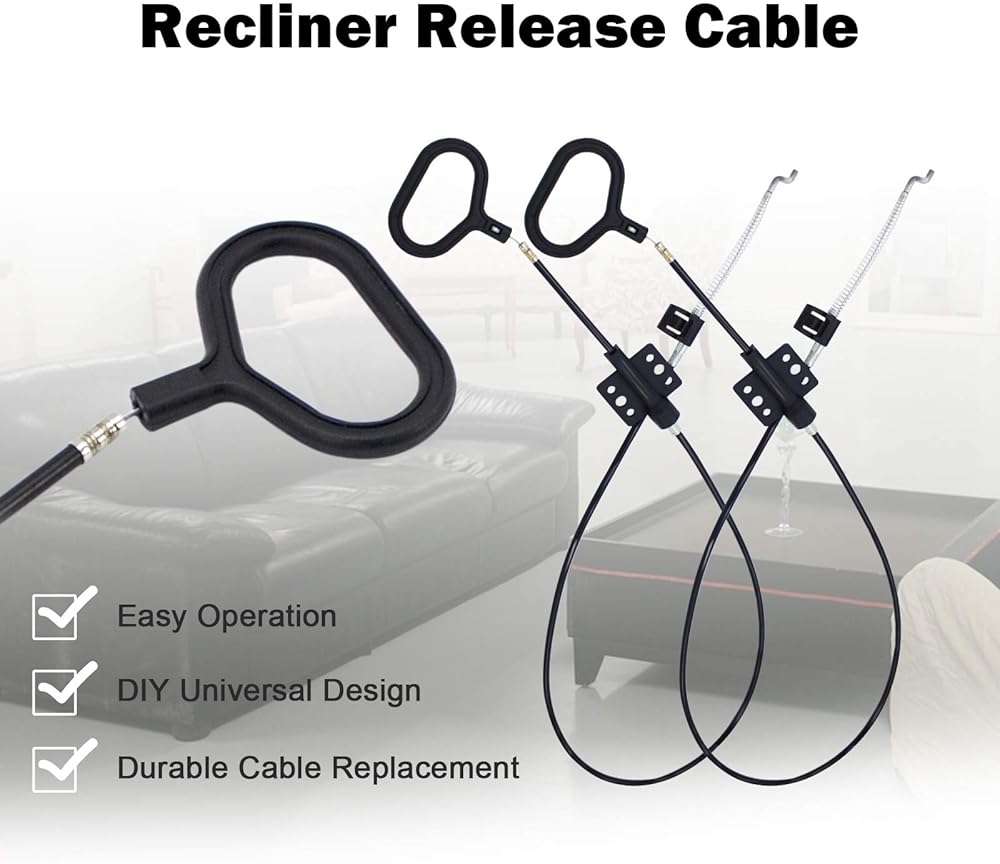 Nonley Sofa Recliner Cables, 2 Pack Couch Release Cables Recliner Replacement Parts D Ring Couch Recliner Pull Handle, Hook Exposed Cable with S Tip for Sofa, Black - Image 6