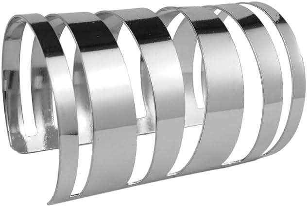 COLORFUL BLING Punk Alloy Hollow Geometric Smooth Polished Gold Hoop Open Cuff Wide Bracelet Bangle Wrist Jewelry for Women Lady - Image 1