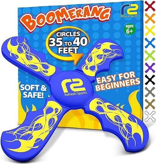 Fun Boomerang for Kids - Soft & Easy to Use - Outdoor Toys for Kids or Adults - Best Gifts for 6 7 8 9 10 Year Old Boys & Girls + 2026 Top Toys for Boys Age 8-12 - Fun Outdoor Toy for Boy Gift Ideas - Product Image