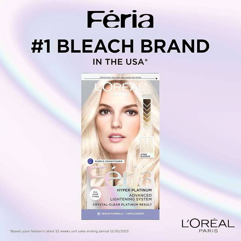 L'Oreal Paris Feria Hyper Platinum Advanced Lightening System Hair Bleach, Lifts Up To 8 Levels, Includes Anti Brass Purple Conditioner, 1 Hair Dye Kit - Image 7