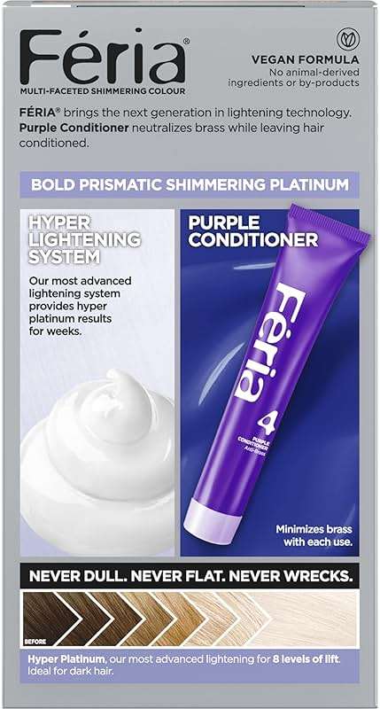 L'Oreal Paris Feria Hyper Platinum Advanced Lightening System Hair Bleach, Lifts Up To 8 Levels, Includes Anti Brass Purple Conditioner, 1 Hair Dye Kit - Image 9
