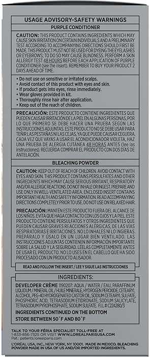 L'Oreal Paris Feria Hyper Platinum Advanced Lightening System Hair Bleach, Lifts Up To 8 Levels, Includes Anti Brass Purple Conditioner, 1 Hair Dye Kit - Image 10
