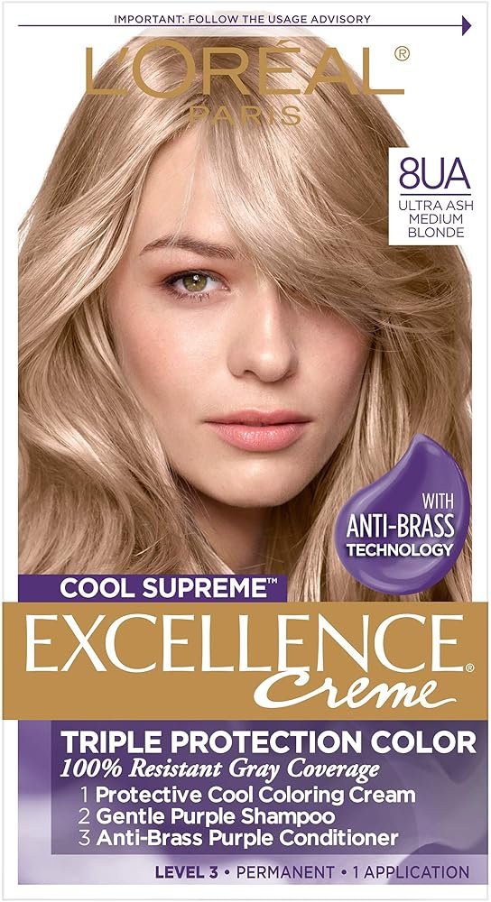 L'Oreal Paris Excellence Cool Supreme Permanent Gray Coverage Hair Color, Ultra Ash Medium Blonde - Product Image
