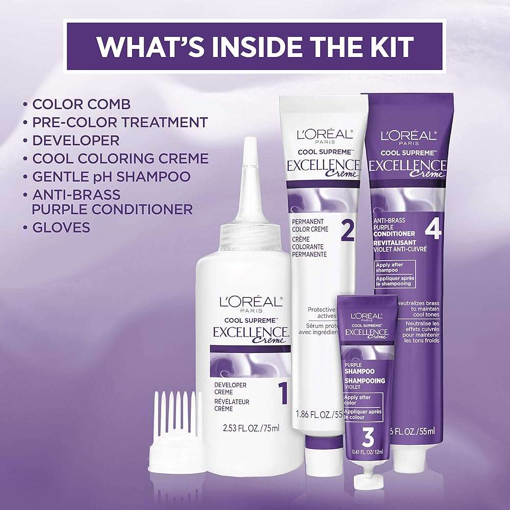 L'Oreal Paris Excellence Cool Supreme Permanent Gray Coverage Hair Color, Ultra Ash Medium Blonde - Image 4