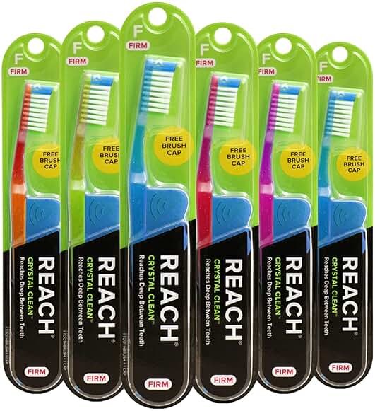 Reach Crystal Clean Toothbrush, Medium Bristles, 1 Count, Pack of 6 - Product Image