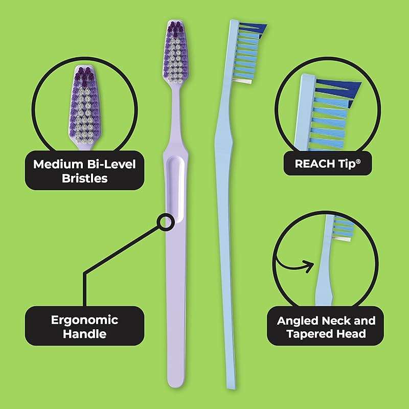Reach Crystal Clean Toothbrush, Medium Bristles, 1 Count, Pack of 6 - Image 2