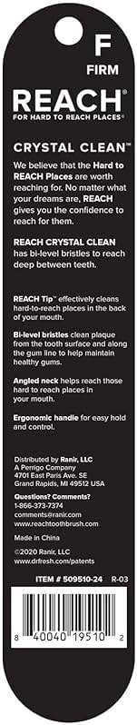 Reach Crystal Clean Toothbrush, Medium Bristles, 1 Count, Pack of 6 - Image 9