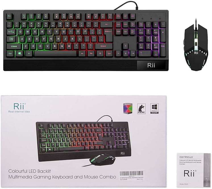 Rii Gaming Keyboard and Mouse Combo,USB Wired,104 Keys RGB LED Backlit Keyboard with Wrist Rest for PC/Laptop (Black) - Image 7
