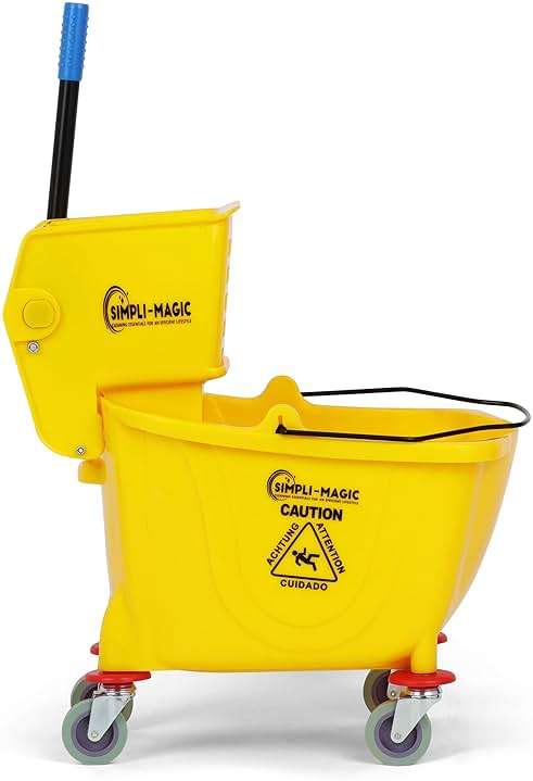 Simpli-Magic 79358 Commercial Mop Bucket with Side Press Wringer, 26 Quart, 14.75"L x 12.95"W x 19.95"H, Yellow - Image 5