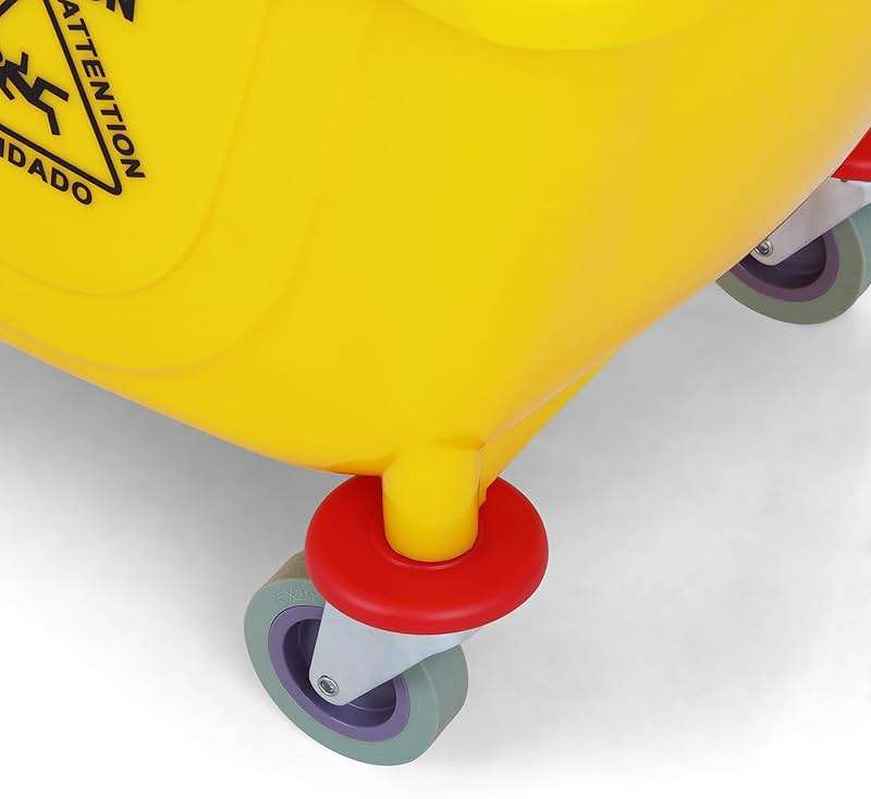 Simpli-Magic 79358 Commercial Mop Bucket with Side Press Wringer, 26 Quart, 14.75"L x 12.95"W x 19.95"H, Yellow - Image 7