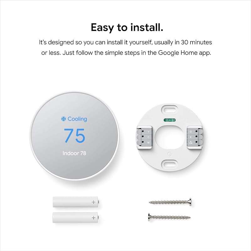 Google Nest Thermostat - Smart Thermostat for Home - Programmable Wifi Thermostat - Snow - Image 9