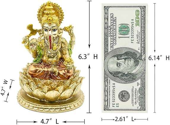 6.3”H Resin Hindu God Lord Ganesha Idol Statue Elephant God Ganpati Figurine for Home Temple Mandir Altar Shrine Puja Item Ganesh Chaturthi Decor Spiritual ornament for Yoga Meditation Pooja Room - Image 2