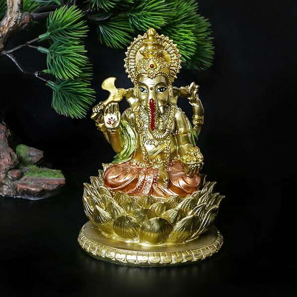 6.3”H Resin Hindu God Lord Ganesha Idol Statue Elephant God Ganpati Figurine for Home Temple Mandir Altar Shrine Puja Item Ganesh Chaturthi Decor Spiritual ornament for Yoga Meditation Pooja Room - Image 3