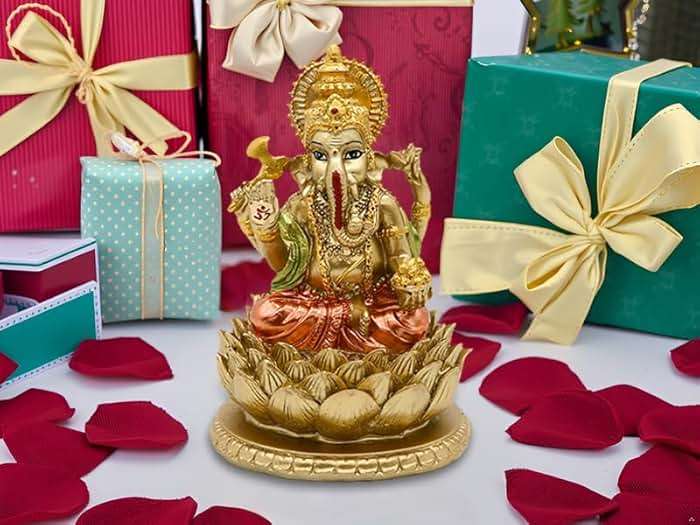 6.3”H Resin Hindu God Lord Ganesha Idol Statue Elephant God Ganpati Figurine for Home Temple Mandir Altar Shrine Puja Item Ganesh Chaturthi Decor Spiritual ornament for Yoga Meditation Pooja Room - Image 5