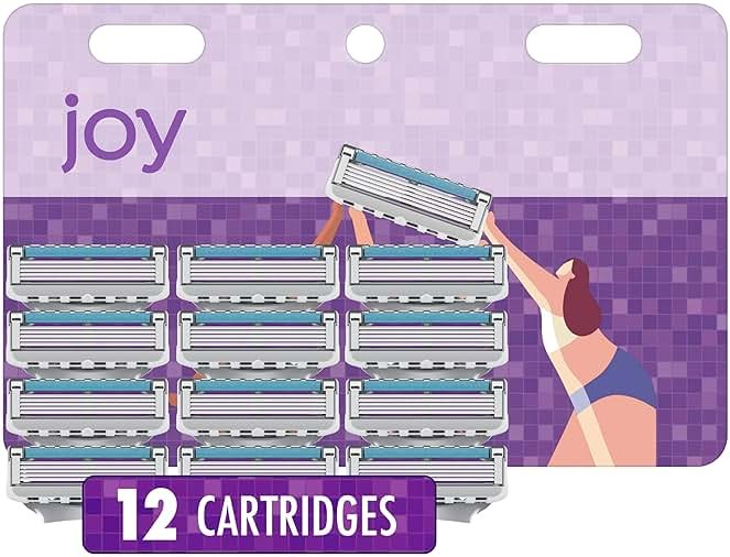 joy Womens Razor Blade Refills, 12 Count, Purple, Lubrastrip to Help Avoid Skin Irritation - Product Image