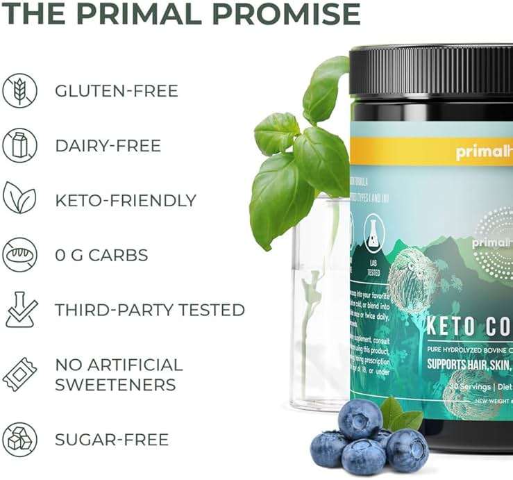 Primal Harvest Keto Collagen Powder with MCT Oil Hydrolyzed Collagen Peptides 6 oz Unflavored Paleo & Keto Friendly Protein Supplement - Image 6