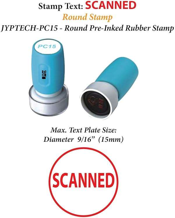Scanned w. Frame-Round Teacher PC15 Pre-Inked Rubber Stamp - Image 2