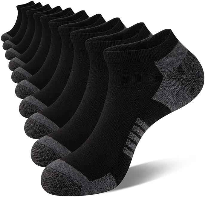 COOVAN 10 Pairs Mens Ankle Socks Men 10 Pack Low Cut Comfort Cushion Casual Socks - Product Image