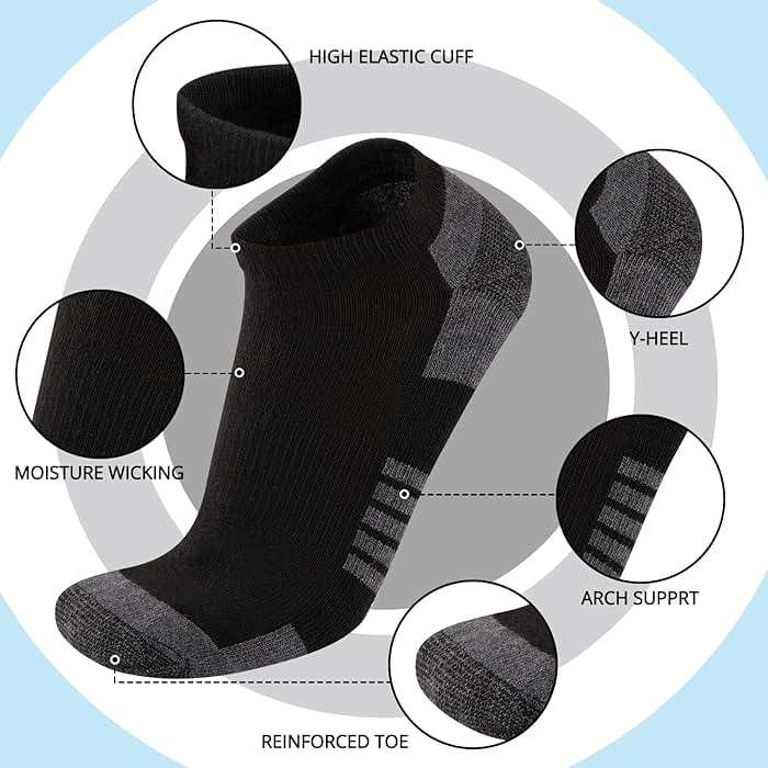 COOVAN 10 Pairs Mens Ankle Socks Men 10 Pack Low Cut Comfort Cushion Casual Socks - Image 3