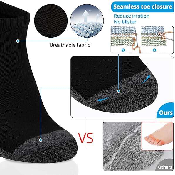 COOVAN 10 Pairs Mens Ankle Socks Men 10 Pack Low Cut Comfort Cushion Casual Socks - Image 5