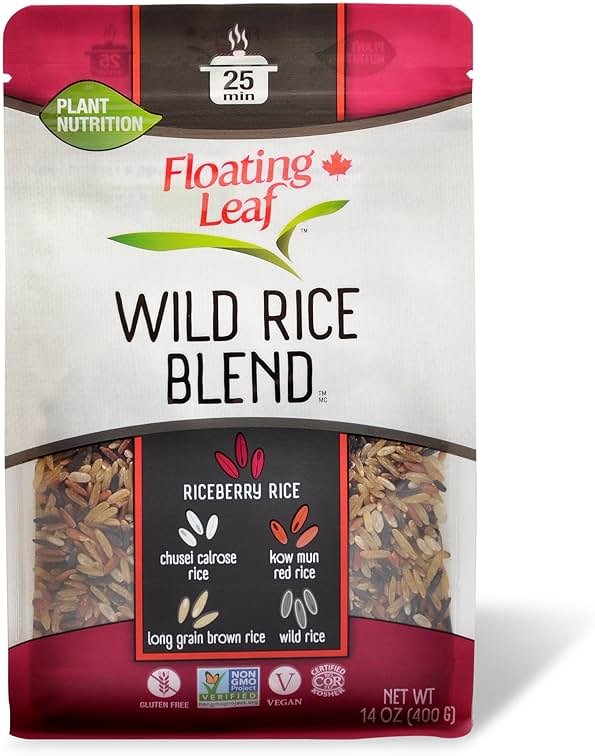 Floating Leaf Wild Rice Blend - 14 ounces, 1 count - Wild Rice Blend With Riceberry, Red Rice And Brown Rices - Gluten Free - Non GMO - All Natural - Vegan - Plant Based - Product Image
