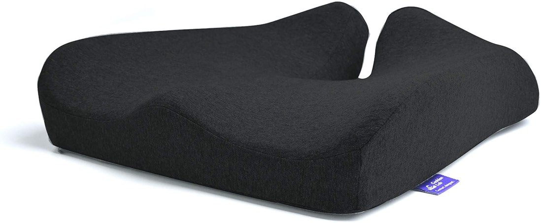 Cushion Lab Patented Pressure Relief Seat Cushion for Long Sitting Hours on Office & Home Chair - Extra-Dense Memory Foam for Soft Support. Car Pad for Hip, Tailbone, Coccyx, Sciatica - Black - Product Image