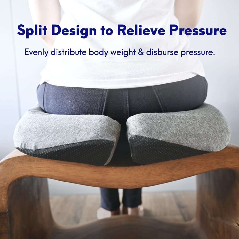 Cushion Lab Patented Pressure Relief Seat Cushion for Long Sitting Hours on Office & Home Chair - Extra-Dense Memory Foam for Soft Support. Car Pad for Hip, Tailbone, Coccyx, Sciatica - Black - Image 4