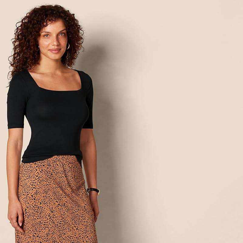 Amazon Essentials Women's Slim-Fit Half Sleeve Square Neck Summer T-Shirt - Image 2