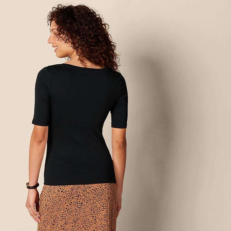 Amazon Essentials Women's Slim-Fit Half Sleeve Square Neck Summer T-Shirt - Image 3