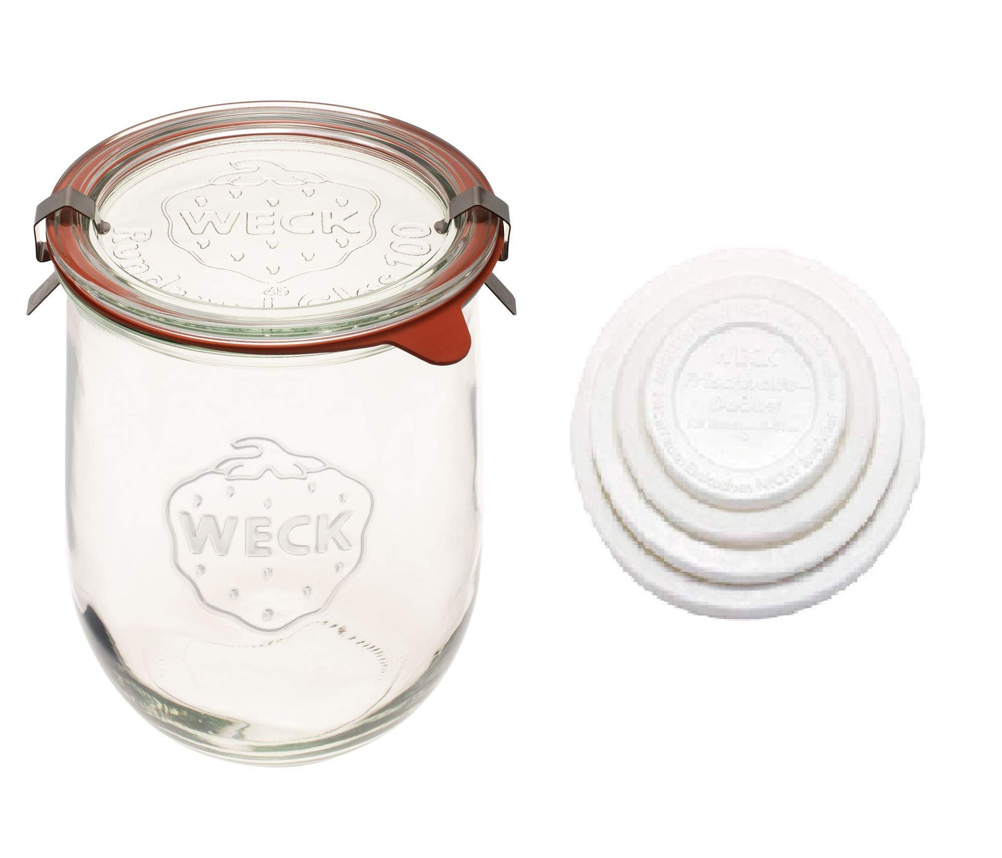 Weck - Large Glass Jars for Sourdough - Starter Jar with Glass Lid - Tulip Jar with Wide Mouth - Weck Jars 1 Liter Includes (Keep Fresh Cover) - Product Image