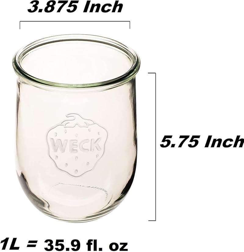Weck - Large Glass Jars for Sourdough - Starter Jar with Glass Lid - Tulip Jar with Wide Mouth - Weck Jars 1 Liter Includes (Keep Fresh Cover) - Image 3