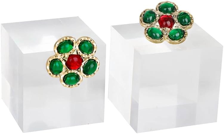 GemeShou 2pcs Acrylic earring display risers, Jewelry display riser stand, clear ring risers for display selling【2pcs 1.57 L x1.57 W x1.57 H inch】 - Product Image