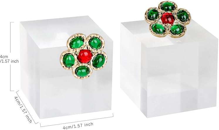 GemeShou 2pcs Acrylic earring display risers, Jewelry display riser stand, clear ring risers for display selling【2pcs 1.57 L x1.57 W x1.57 H inch】 - Image 4