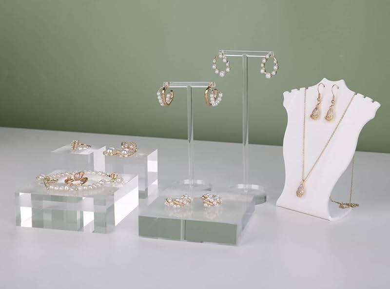 GemeShou 2pcs Acrylic earring display risers, Jewelry display riser stand, clear ring risers for display selling【2pcs 1.57 L x1.57 W x1.57 H inch】 - Image 8
