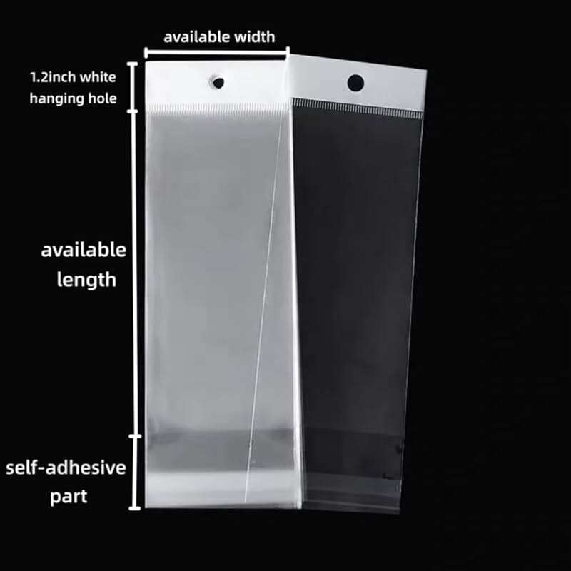 PABCK 100 Pack (Available Size 4.13x21.6 inch) Clear Self Adhesive Straight Hair Packaging Bags with Hang Hole Wigs Hair Storage Beauty Personal Care Hair Care Extensions Wigs Accessories - Image 4