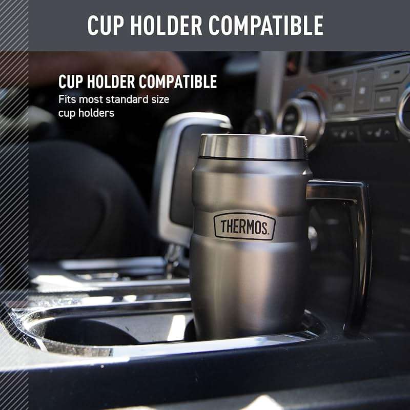 THERMOS Stainless King Vacuum-Insulated Travel Mug with Handle - 16oz, Midnight Blue - Thermos Tumbler for Hot & Cold Drinks - Leak & Sweat-Proof Stainless Steel Coffee Mug with Lid for Commuting - Image 3